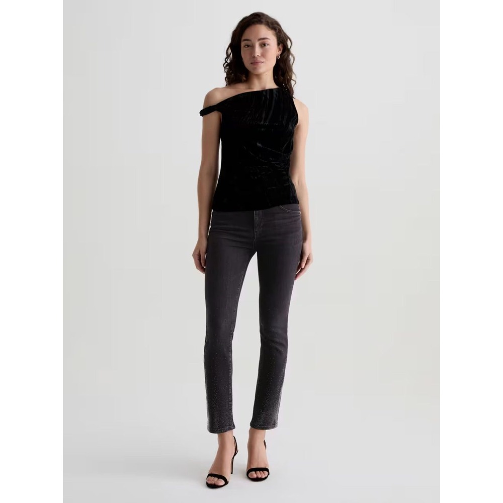 AG Adriano Goldschmied Mari High Rise Slim Straight Jeans Black Size 25